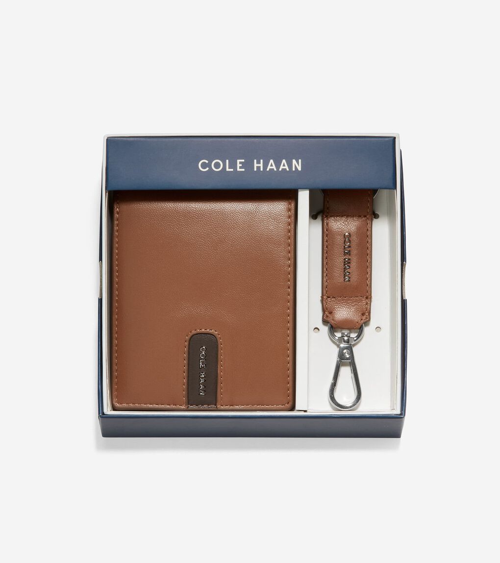 Colorblock Billfold with Leather Key Fob 